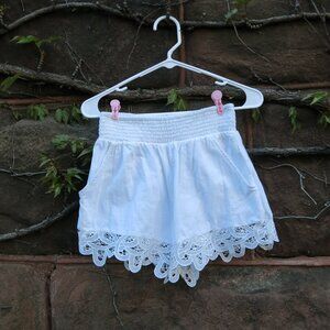 American Eagle Women's Cotton Linen Cut Lace Embroidery Paperbag Shorts Size XS